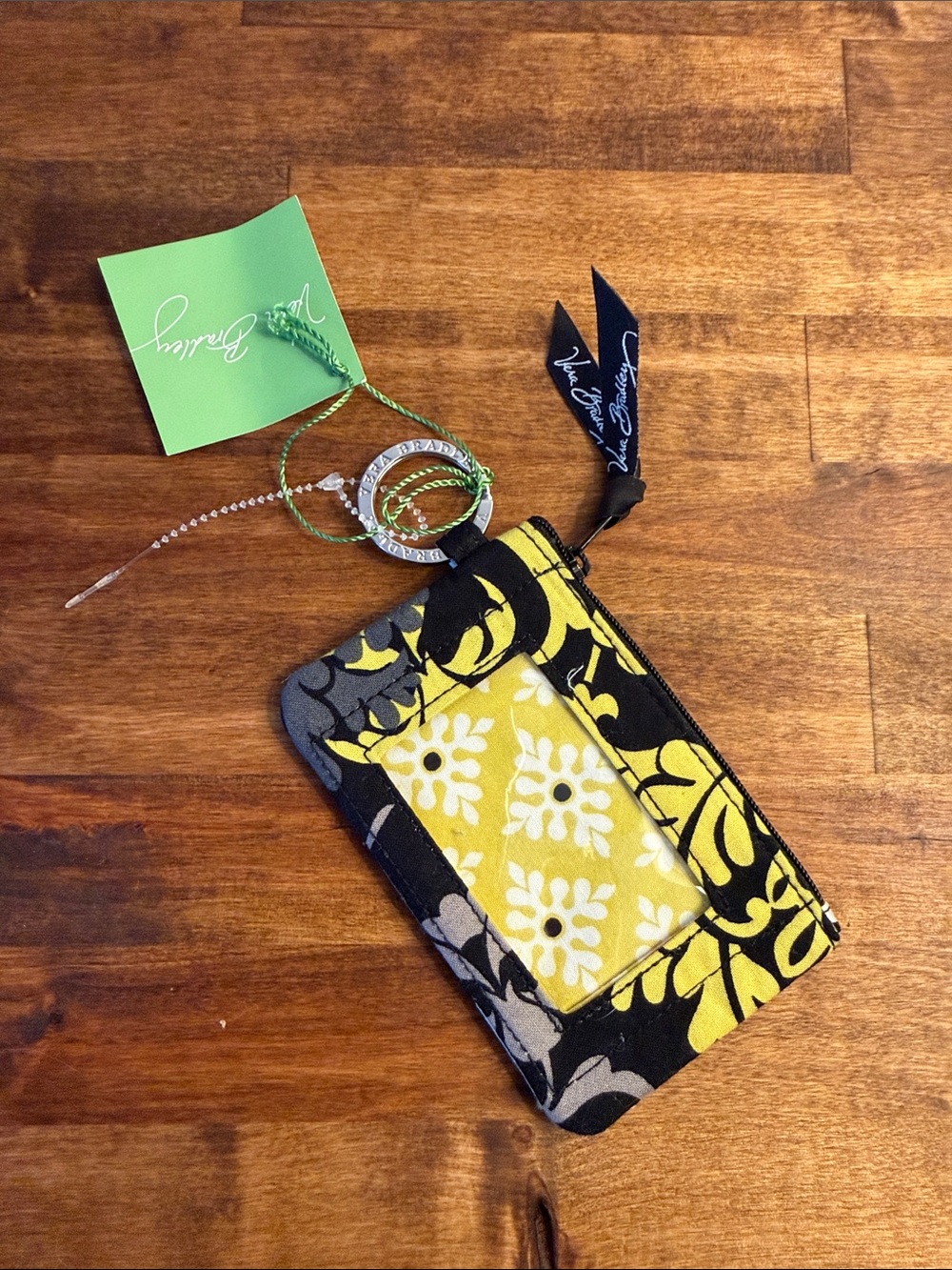 Vera Bradley Yellow and Black Floral ID Wallet